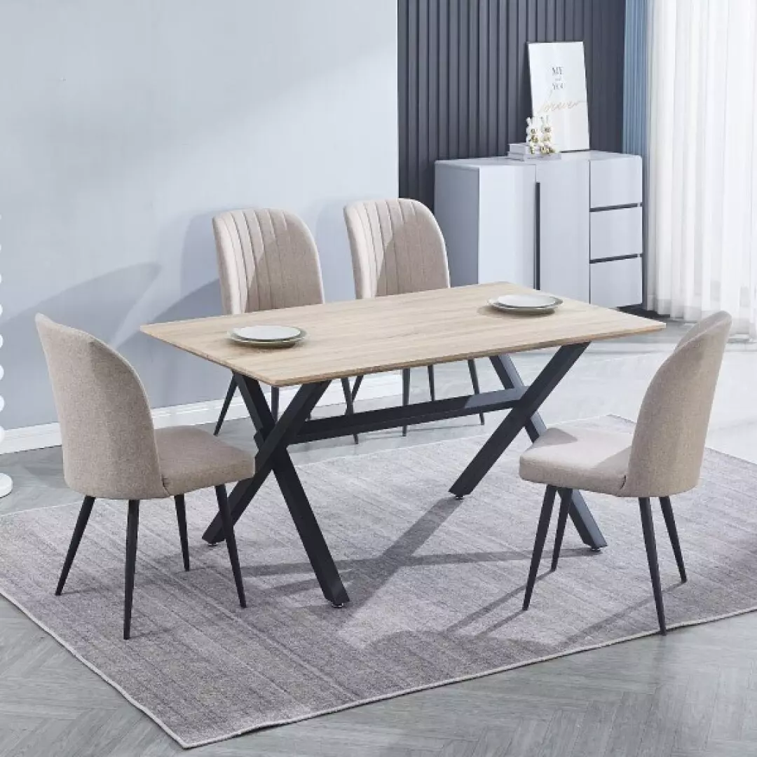 CONJUNTO MESA ROYCE W + 4 SILLAS RORY